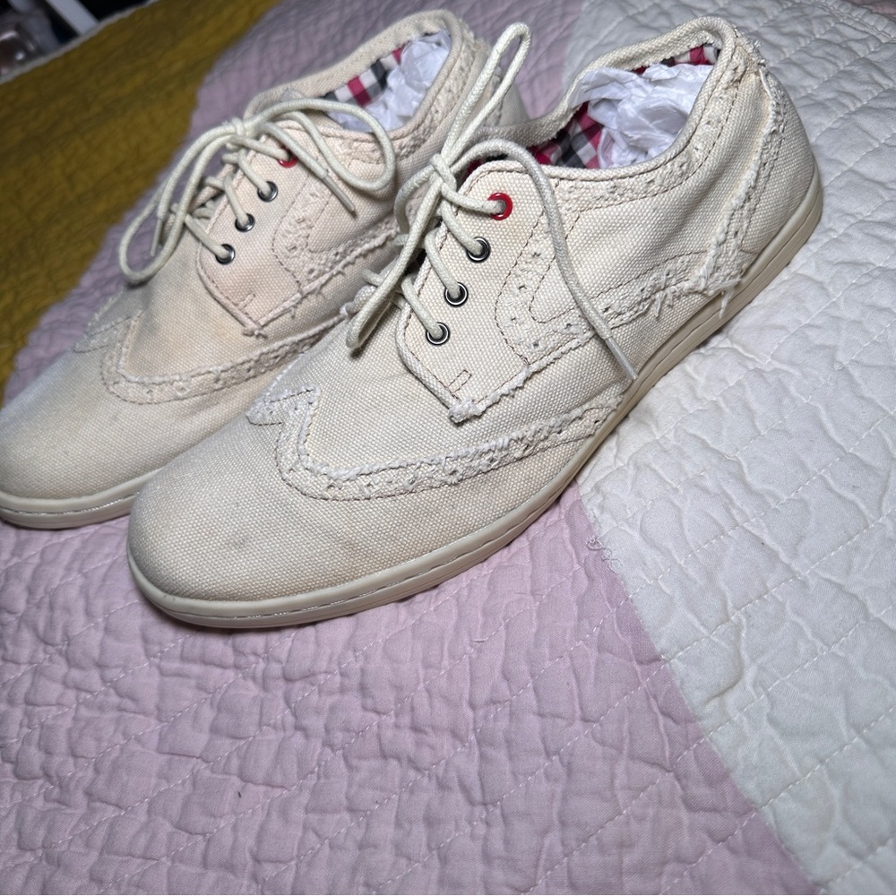 Ben‎ Sherman Nick Canvas Wingtip Men's Cream Casual Shoes Sz 9 - Picture 5 of 10